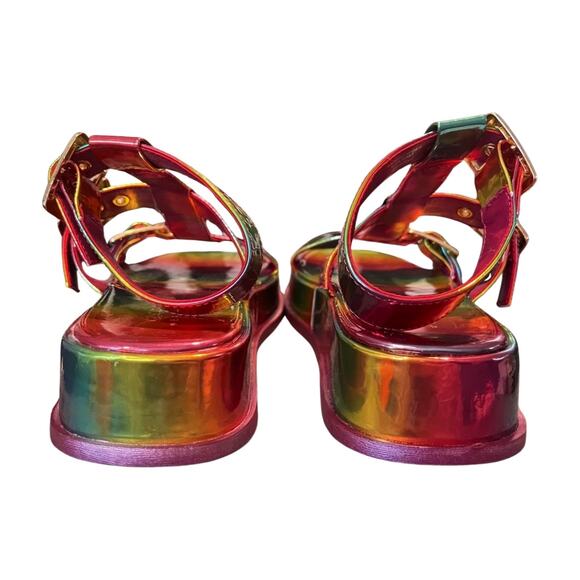 ASOS 8 Chunky Rainbow Platform Gladiator Sandals Holographic Y2K Festival - Picture 5 of 9